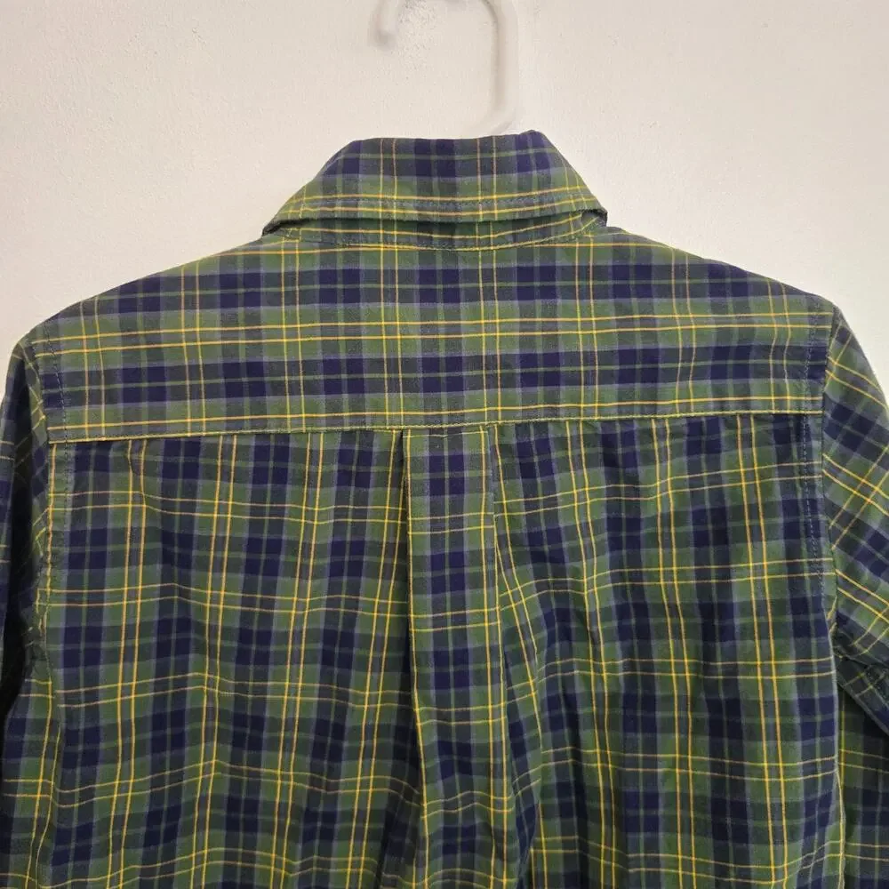 Janie and Jack Boy Plaid Dress Shirt Button Front Size 4 Green Cotton Fall